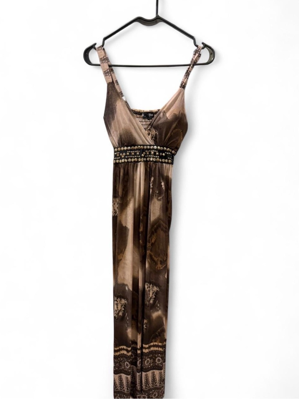 Studio West Brown and Tan Printed Maxi Dress